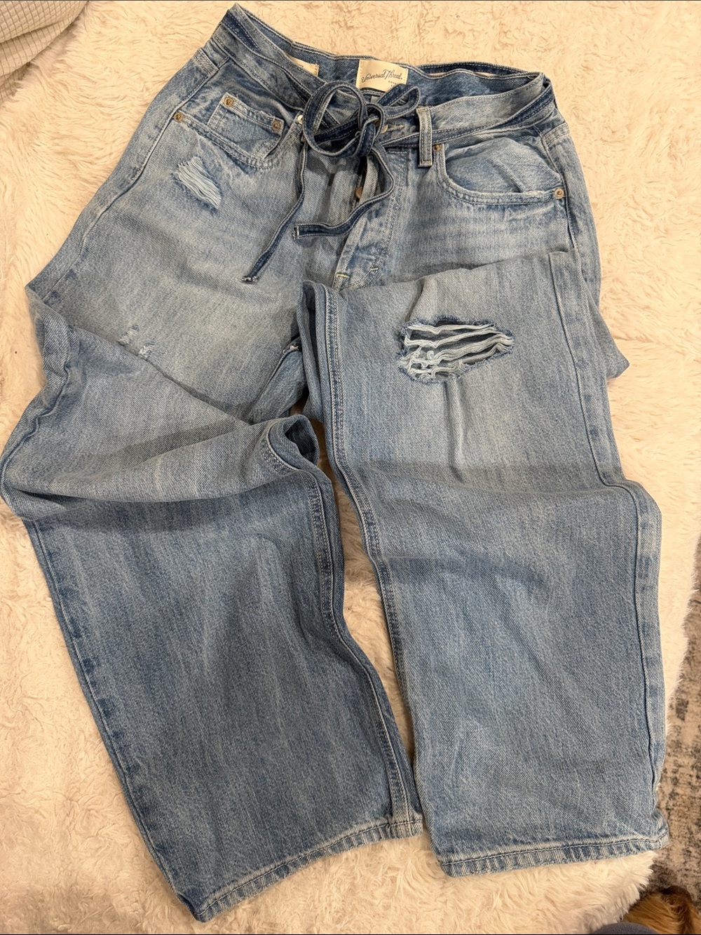 Universal Thread Mid Rise 90s Baggy Jeans Button Fly Tie Belt SIZE 4 - Picture 6 of 8